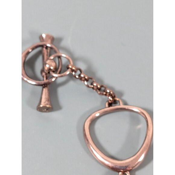 Fossil Rose Gold Tone Copper Tone Geometric Oval Chain Bracelet 7" - Picture 5 of 7